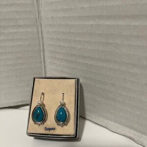 Turquoise precious stone earrings.